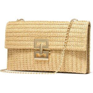 🆕Women Khaki Straw Woven Beach Bag Boho Raffia Crossbody Clutch Shoulder Purse